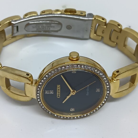 Citizen Eco-Drive EM1032-58E Women's 28mm Gold S/Steel Crystal Accent Watch - Picture 10 of 11